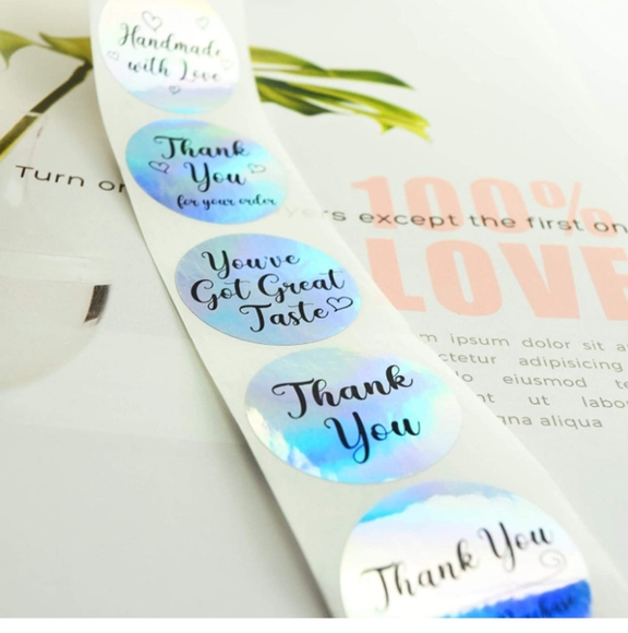 1.5 Inch 600pcs Thank you Stickers. 6 Designs - Picture 2 of 6